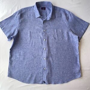 UNTUCKit Light Blue Linen Button Down Short Sleeve Shirt XXXL Standard Fit NWT
